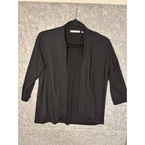 Notations Black Open Front 3/4 Sleeve Knit Cardigan